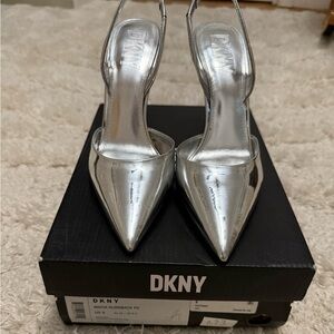 DKNY Black Pointed Slingback Shoes